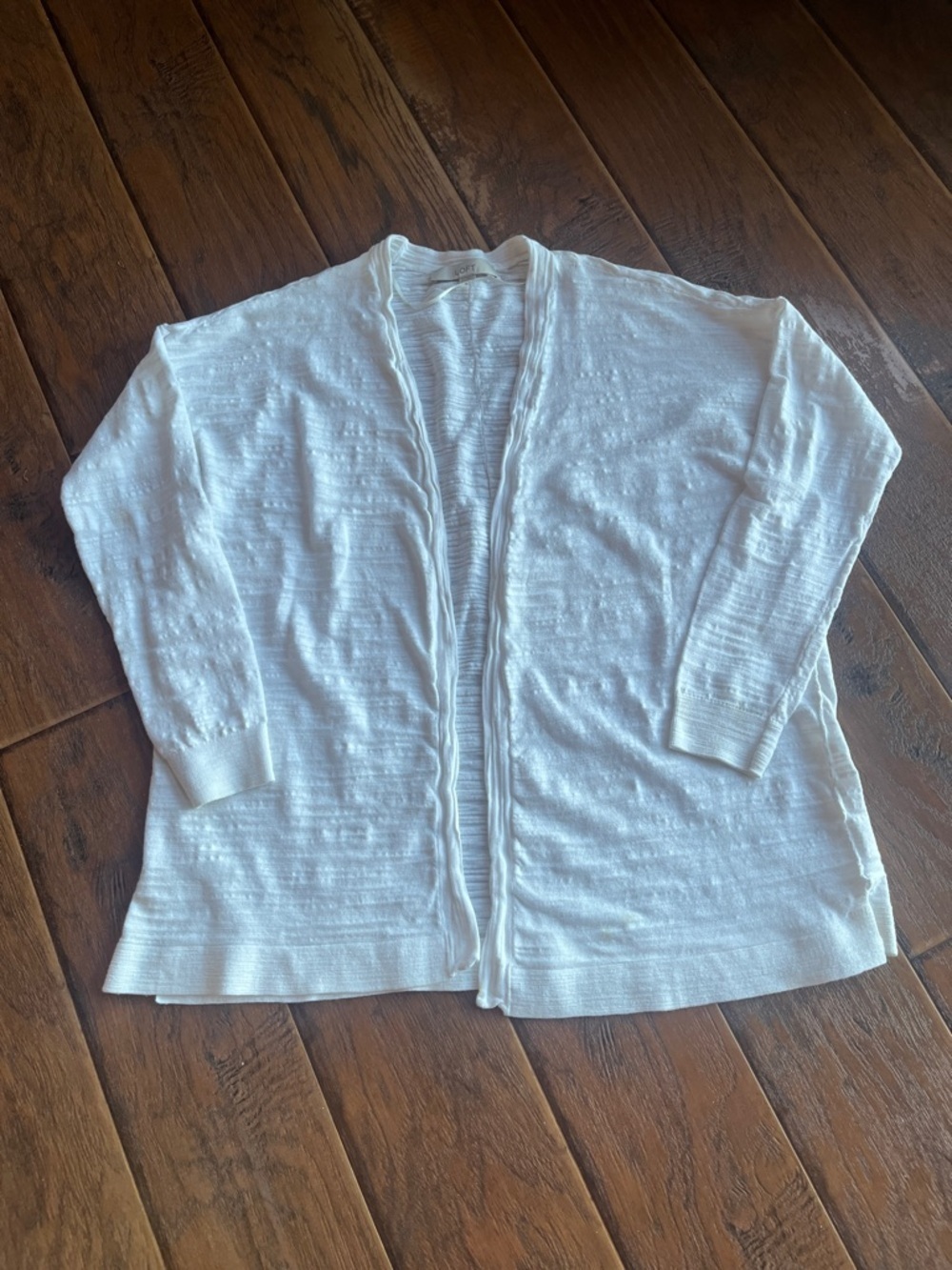 Loft Lightweight White Open-Front Women's Cardigan Sweater  - Size Large